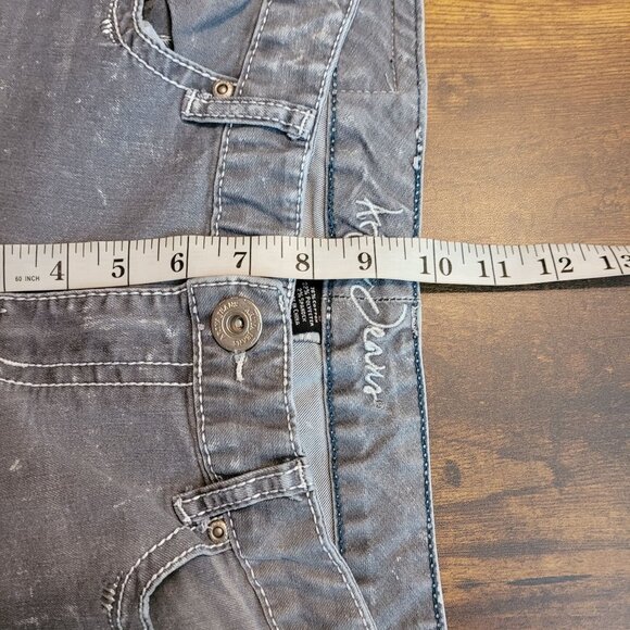 Ariya Jeans Size 12 Low Rise Skinny Gray Wash Ripped Distressed Stretch Denim - Picture 7 of 10